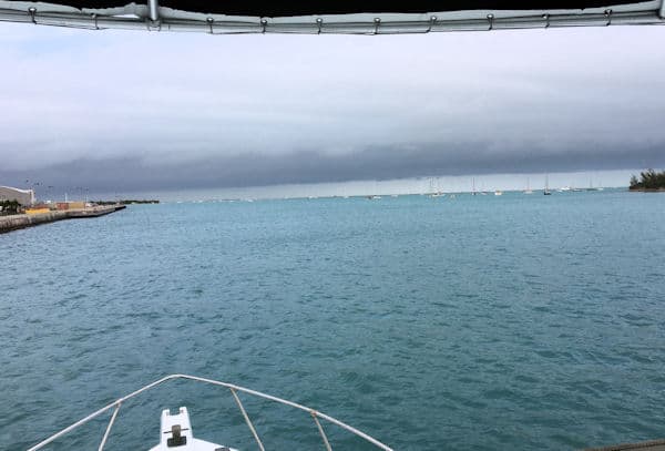 Cold Front approaches Key West as we head out for charter fishing trip.