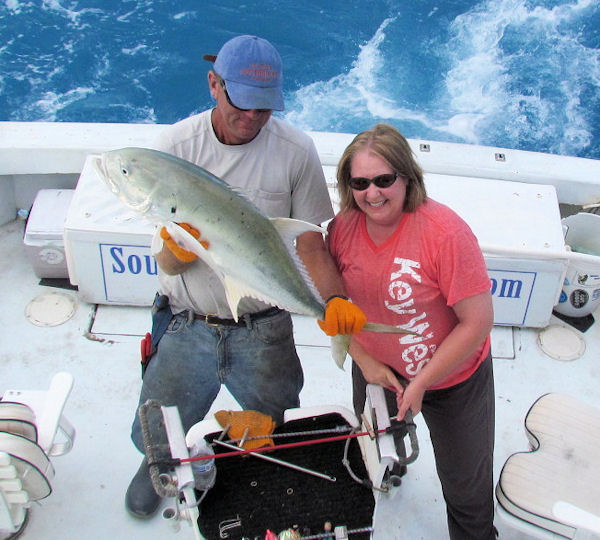 Huge Cravalle Jack caught and released in Key West fishing on charter boat Southbound