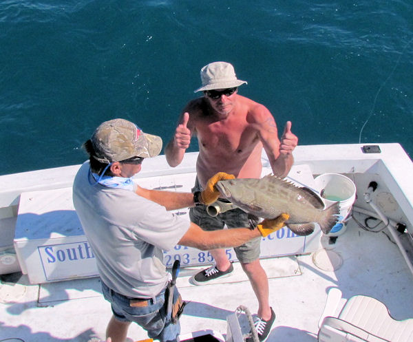 Grouper caught and released in Key West Fishing on charter boat Southbound