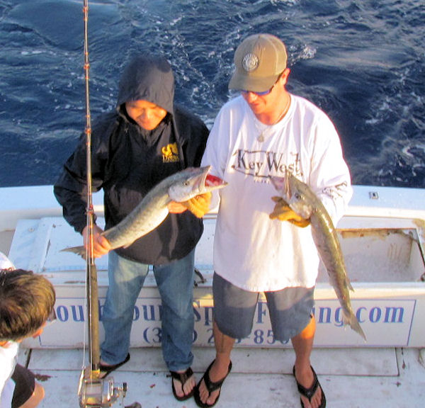 2 barracudas caught on one line in Key West fishing on Key West charter boat Southbound