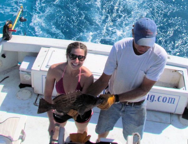 Red Grouper released in Key West fishing on charter boat Southbound