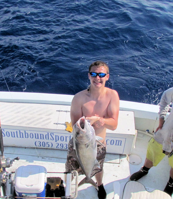 Amberjack caught and released in Key West fishing on charter boat Southbound