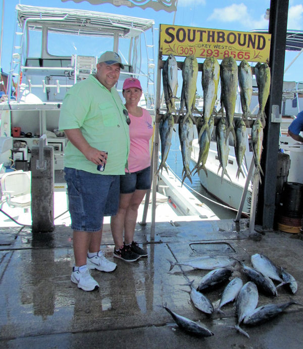 Dolphin, bonitos and a Tuna caught in Key West fishing on charter boat Southbound