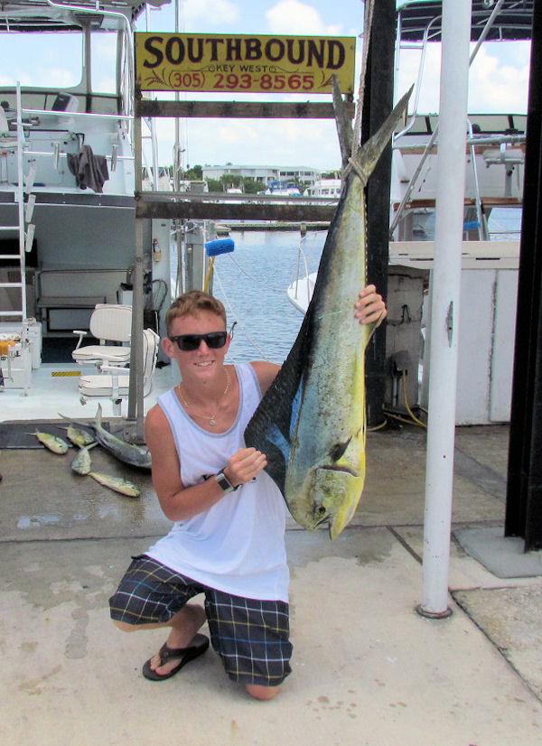22 lb Dolphin caught fishing Key West on charter boat Southbound