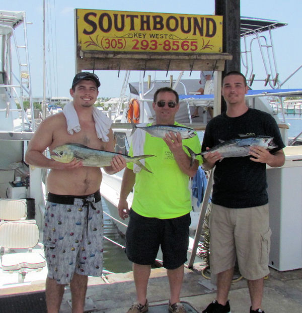 Bonitos and a dolphin caught in Key West fishing on charter boat Southbound