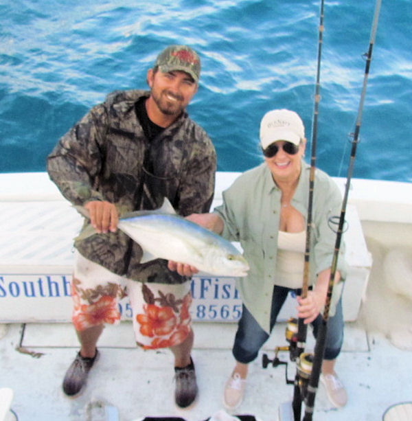 Big yellow jack caught and released in Key West fishing on charter boat Southbound