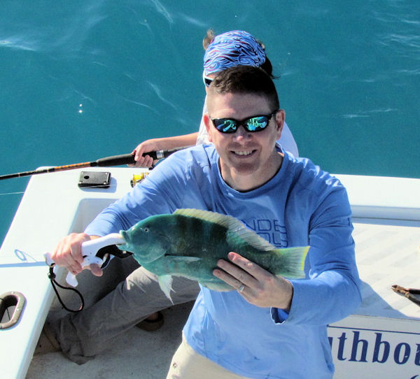 Parrot fish caught and released in Key West fishing on charter boat Southbound