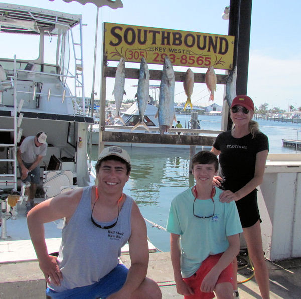 Couple mackerels and a couple snapper caught in Key West fishing on charter boat Southbound