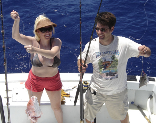 Half or a Red Snapper and Half of a small Amberjack caught fishing Key West, Florida on charter boat Southbound