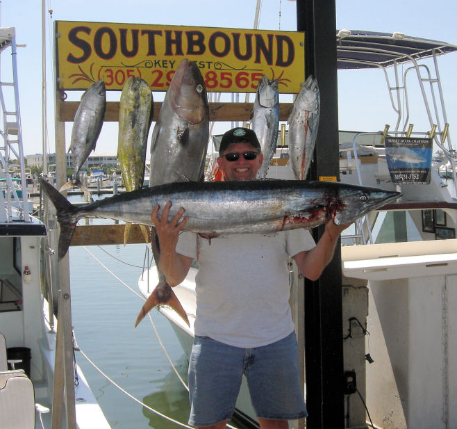 37 lb wahoo caught in Key West fishing on charter boat Southbound from Charter Boat Row Key West