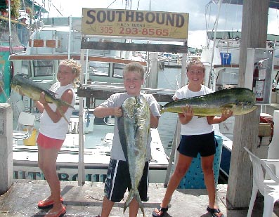 Youngsters with big dolphin in Key West Florida