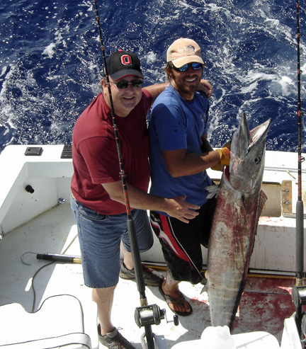 74 lb Wahoo caught on 30 lb test line while fishing on charter boat Southbound in Key West, Florida