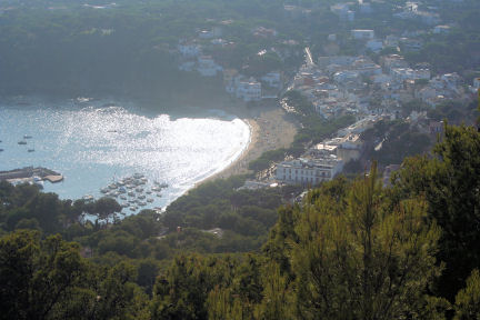 View of Llafranc, Spain from nearby hillside
