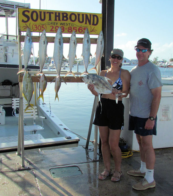 Mackerels, Yellow Tails and an african pompano caught in Key West fishing on charter boat Southbound