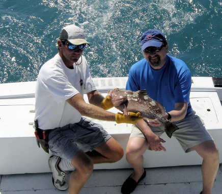 Red Grouper caugth on charter boat Southbound while fishing in Key West, Florida