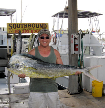 32 lb. dolphin caught in Key West Florida fishing on charter boat Southbound