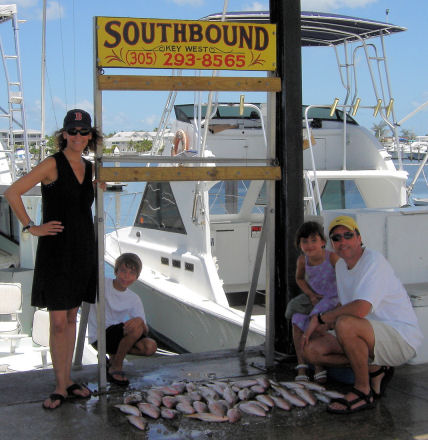 Family fishing fun on Key West charter fishing boat Southbound from Charter Boat Row Key West