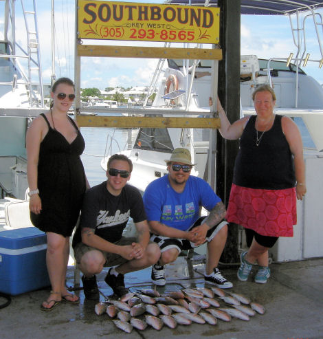 Yellow Tail Snappers caught fishing Key West on charter boat Southbound from Charter Boat Row