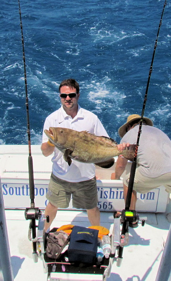 22 lb Black Grouper caught fishing Key West on charter boat Southbound from Charter Boat Row Key West