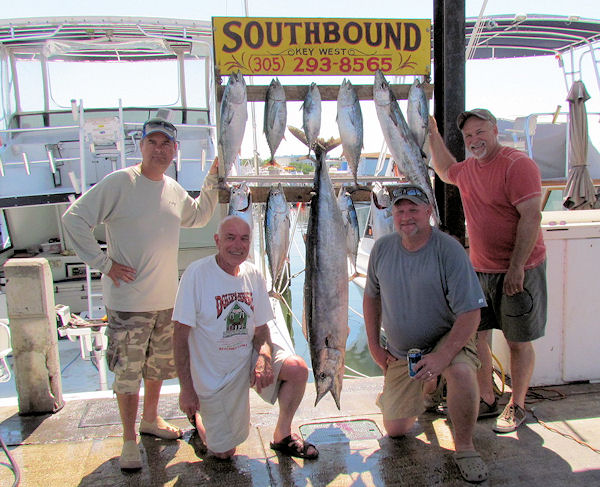 70lb Wahoo, bonitos, kingfish and tuna caught fishing Key West on charter boat Southbound from Charter Boat Row Key West