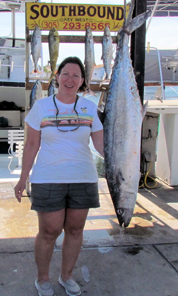 34 lb Kingfish caught fishing Key West on charter boat Southbound from Charter Boat Row Key West