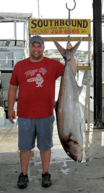 63 lb Amberjack  caught fishing Key West on Key West charter boat Southbound from Charter Boat Row