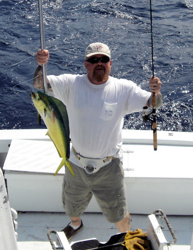 small Dolphin caught fishing with 8lb test on Key West fishing boat Southbound from Charter Boat Row in Key West
