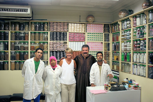 Ema, our guide, Jamil and local pharmacy staff