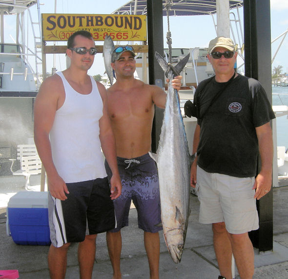 33 lb Kingfish caught in Key West fishing on Key West Charter Fishing boat Southbound from Charter Boat Row, Key West