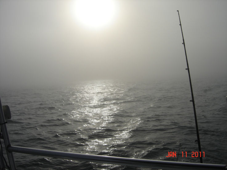 4pm sun breaks through the fog while fishing in Key west on charter boat Southbound from Charter Boat Row Key West