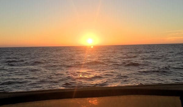 Late afternoon charter fishing trips sometimes include a beautiful sunset