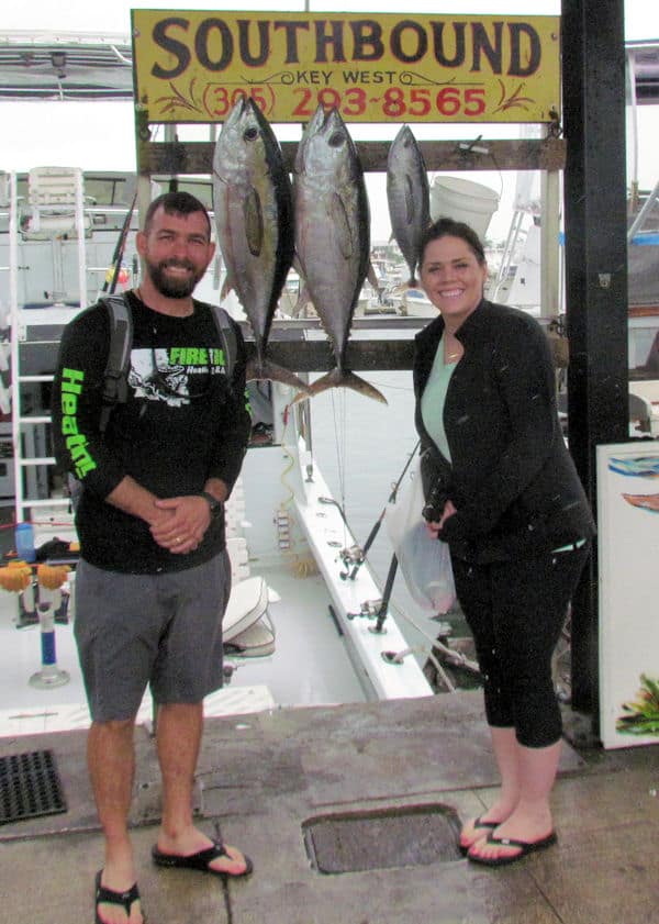 3 Blackfin Tuna, one "football" and two "whole Grown" caught in Key West while charter fishing on the Southbound